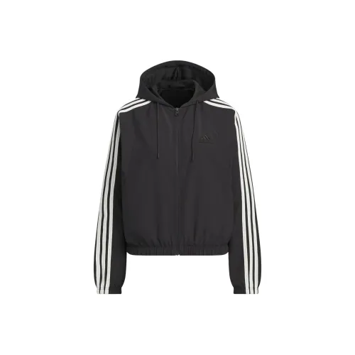 Adidas 3 Stripes FW24 Ткани вязаные Куртка Куртки Пальто Женские Черный
