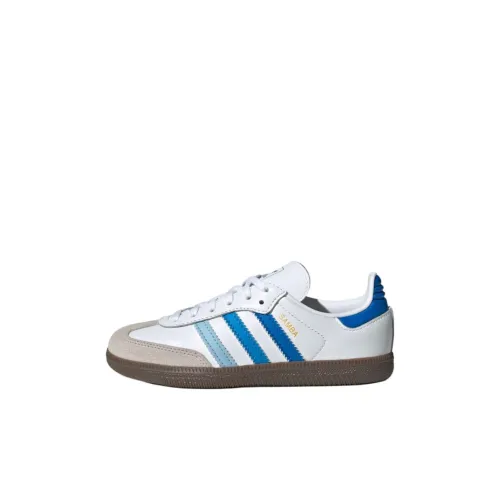 Adidas Originals SAMBA OG Slip-resistant и дышащий низкий топ для детских скейтбордингов белый и синий для детей