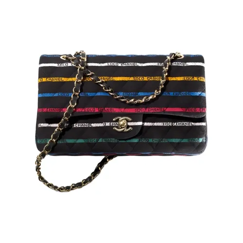 CHANEL 22SS Весна и Лето Классическая Сумка с Застежкой CF Хлопок Сумка через плечо Женская Черная и Многоцветная