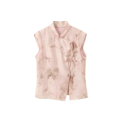 3COLOUR Шифон Рубашка Женская Вишневый Цветок Розовый