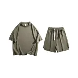 Топ угольно-серого цвета + шорты угольно-серого цвета