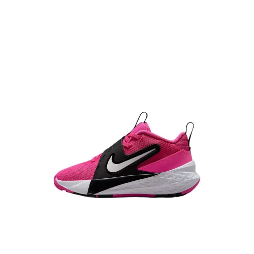 Nike Team Hustle D 12 Slip-Resistant Abrasion-Resistant Low Top Баскетбольные кроссовки Лазерный Фуксия Черный Белый Детские
