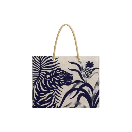 HERMES Tigre a L'Ananas Хлопок Сумка Женская Темно-Морской Синий