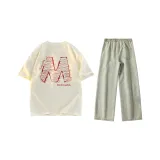 Комплект одежды (Абрикосовый топ + Желтые грязные штаны)