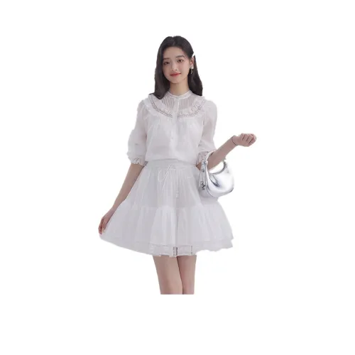 DEAR DEER PUFF Белый с Camisole Женские Рубашки