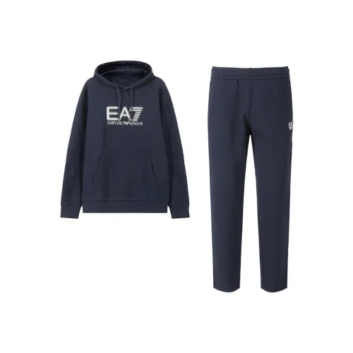 EMPORIO ARMANI EA7 Повседневная Спортивная Одежда Флисовая Подкладка Мужская Темно-Синяя