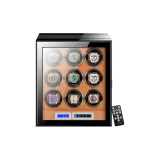 9 отделений для часов  
Внешняя сторона: угольный  
Внутренняя одежда: коричневый  
Контроль прикосновений  
Регулировка (замок от отпечатков пальцев)