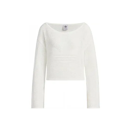 Adidas Originals KNIT Прозрачный ДОЛГИЙ РУКАВ Трикотаж Женский Белый