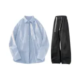 Комплект одежды [Синий Белый Полосы + Черный]