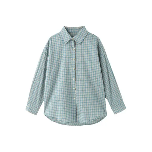 TIBINB Синяя клетка Женские Рубашки