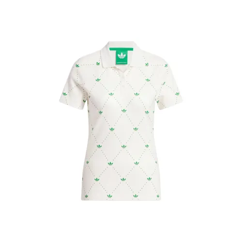 Adidas Originals Trefoil SS25 Поло Женское Мел Белый Зеленый