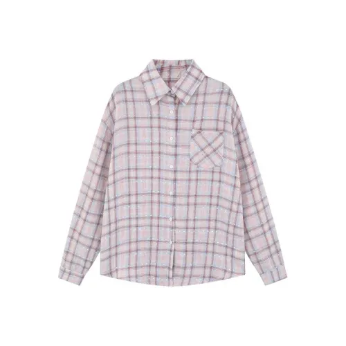 HUINIAN Рубашка Женская Розовая Клетка