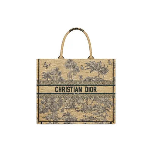 DIOR DiorivieraBookTote Хлопок Тоут Сумка Сумка для покупок Сумка Большая Женская Бежевая