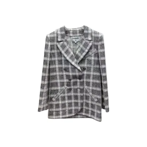 CHANEL Куртки и Пальто Женские Черный Белый