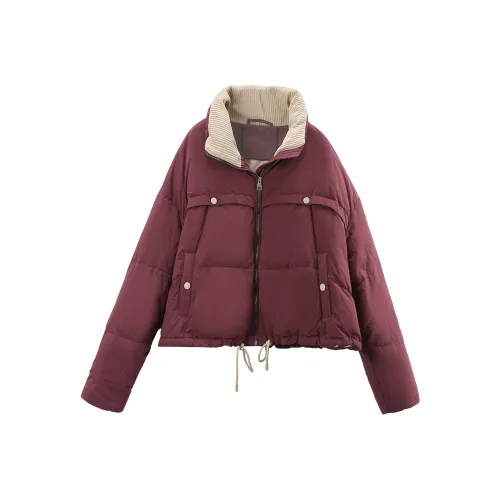 A paradise for awakening Пуховик Женские Темно-красный Фиолетовый