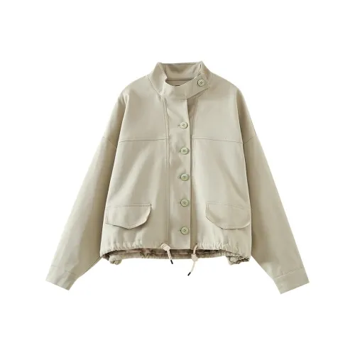 OUNIXUE Куртки Пальто Женские Серый Зеленый