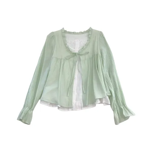 OUBO Зеленые Женские Рубашки