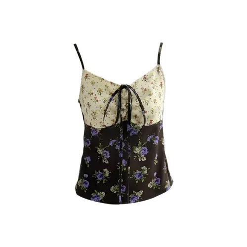VKXOW Топ на бретелях Женский Фиолетовый Цветочный