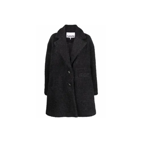 GANNI Серый черный Женское пальто