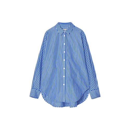 COS Рубашка Женская Синяя Белая Полосатая