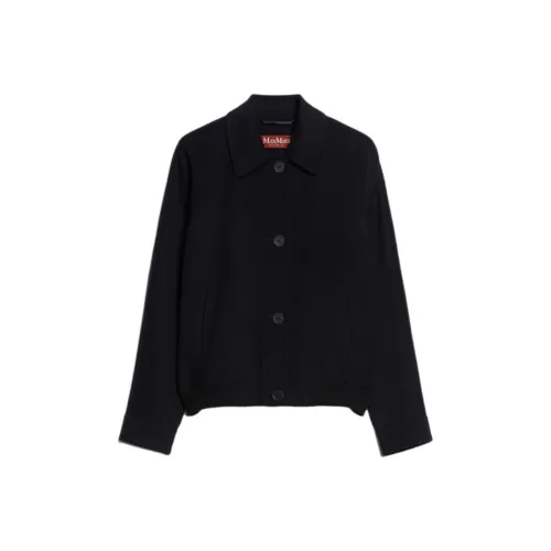 MaxMara Studio Baco Коллекция Шерсть Кашемир And Шелк Bomber Куртки Пальто Женские Морской Синий