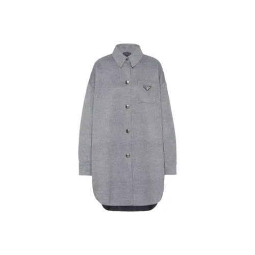 PRADA Серое Женское Пальто