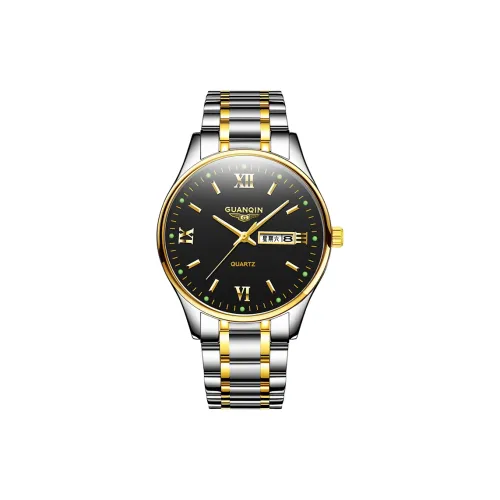 GUANQIN Luxury Time Collection Кварцевый механизм нержавеющая сталь ремешок часы черный циферблат мужские часы
