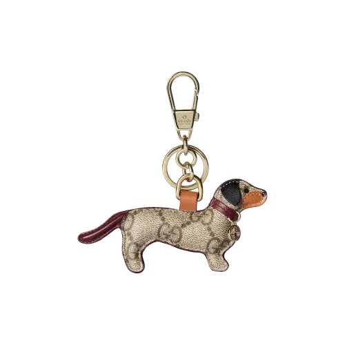 GUCCI Покрытый холст Bag Charm Сумка Мерч Женский Бежевый и Темно-коричневый