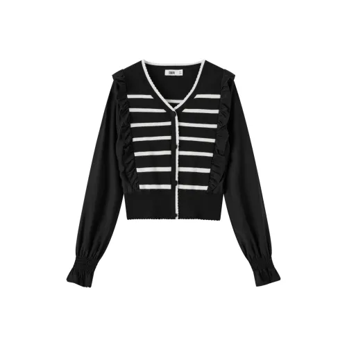 SEM R Элегантность V-образный вырез Полосатый топ Для повседневной носки В весеннем трикотаже Женский