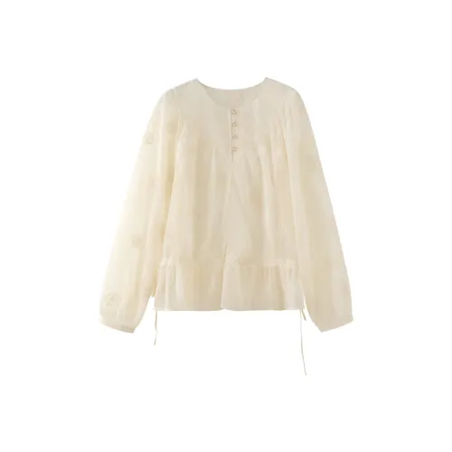 Miss Chipmunk Рубашка Женская Вышивка Бежевого цвета