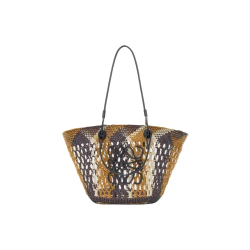 LOEWE Anagram Basket Iraci Palm Tote Bag Shopping Bag Shoulder Bag Medium Women's Chocolate Yellow LOEWE Anagram Basket Iraci Пальма Сумка-тоут Сумка для покупок Сумка через плечо Средняя Женская Шоколад Желтый