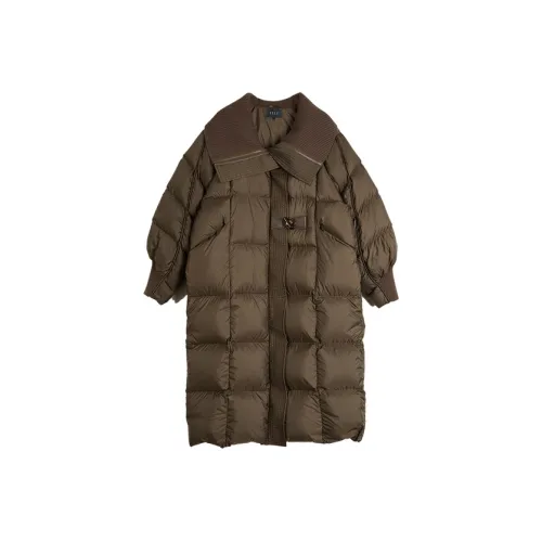 ELLE Пуховик Женский Темно-Коричневый