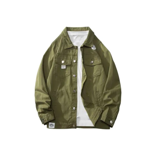 Куртки и пальто в корейском стиле унисекс армейский зеленый