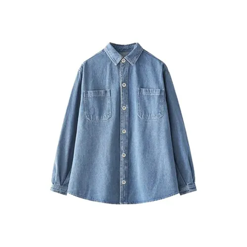 CDAYU Светло-синие Женские Рубашки