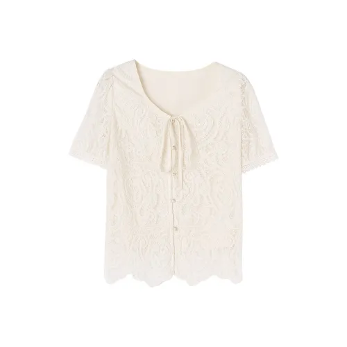 XIANGYING Экрю Женские Рубашки