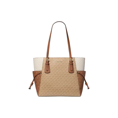 MICHAEL KORS Voyager Холст Тоут Сумка Сумка для покупок Сумка через плечо Большая Женская Коричневая и КАМЕЛ