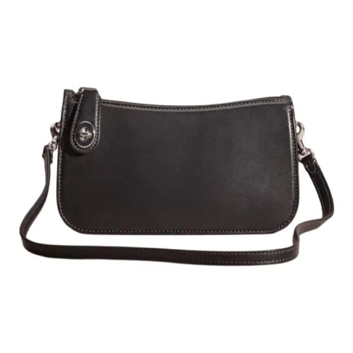 COACH Penn Дубленая кожа Сумка через плечо Маленькая Женская Черная