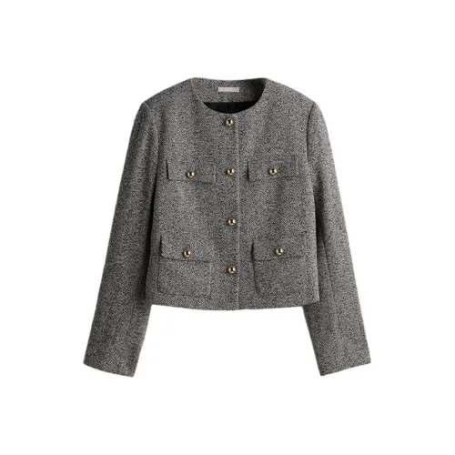 H&M Серый/Узор "елочка" Женские Куртки