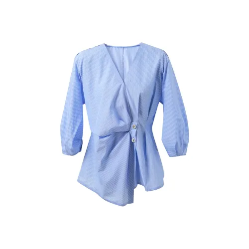 3COLOUR Рубашка Женская Небесно-Синяя Полоска