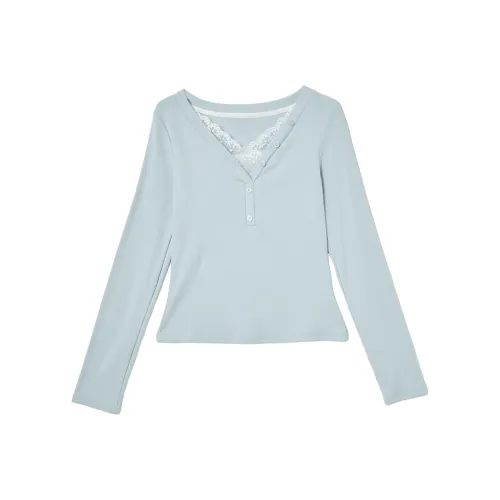 WESTLINK Синий Длинный Рукав Женские Т-рубашки