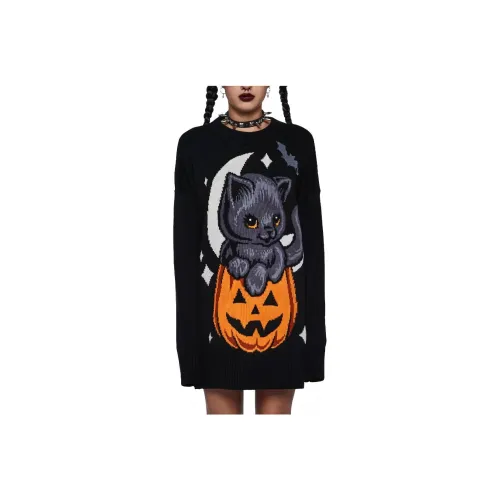 Dolls Kill Trickz N' Treatz Too Cute To Spook OVERSIZED Свитер Трикотаж Женский Черный