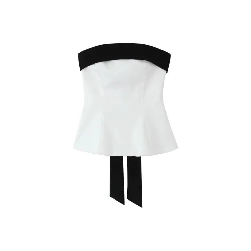 POPO.INFO Без бретелей Топ Женский Белый