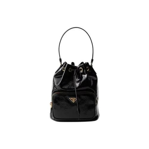 PRADA Duet Lambskin Bucket Bag Women's Black