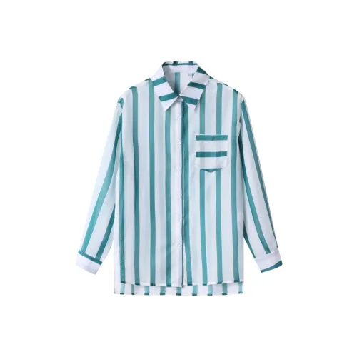 Huagaa Рубашка Женская Зеленая Полосатая