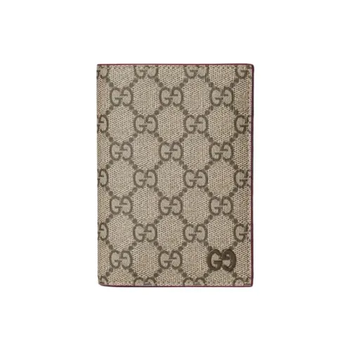 GUCCI Rosso Ancora Supreme Canvas Холдер для паспорта Мужской Бежевый и Эбеновый