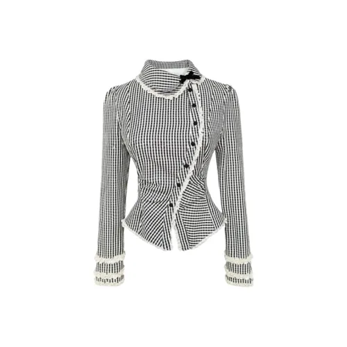 SYEEE WITH U Рубашка Женская Черно-Белая Клетка