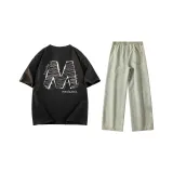 Комплект одежды (Черный топ + Желтые грязные штаны)