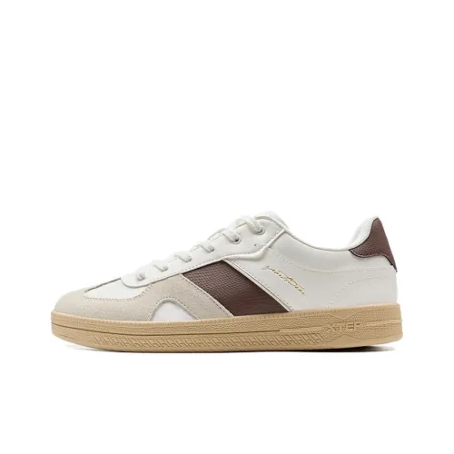XTEP Germany Army Trainer Slip-resistant Abrasion-resistant Low Top Skateboard Shoes Men's White Brown XTEP Germany Army Trainer Противоскользящие устойчивые к истиранию низкий топ скейтборд обувь мужской белый коричневый
