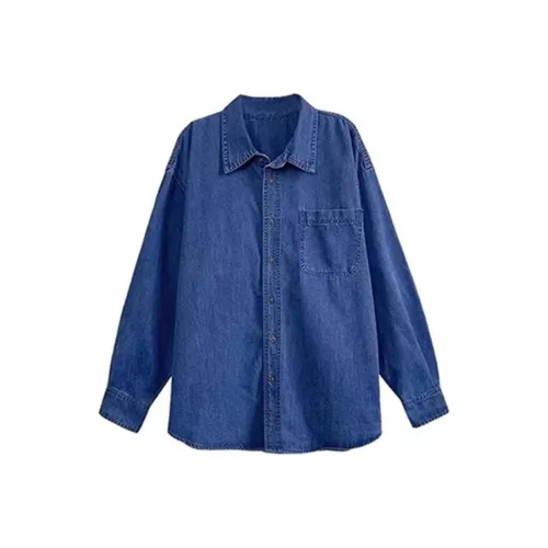 CDAYU Синий Женские Рубашки