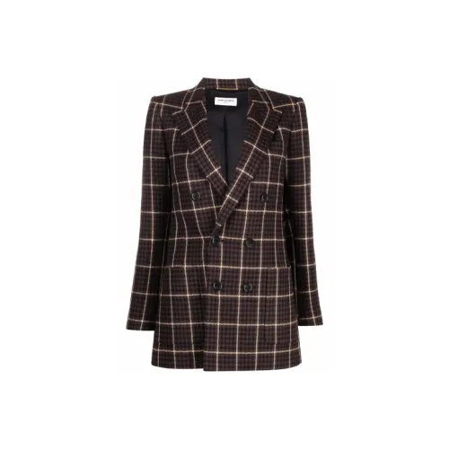 SAINT LAURENT FW21 Бизнес-костюм Пальто Женское Коричневое